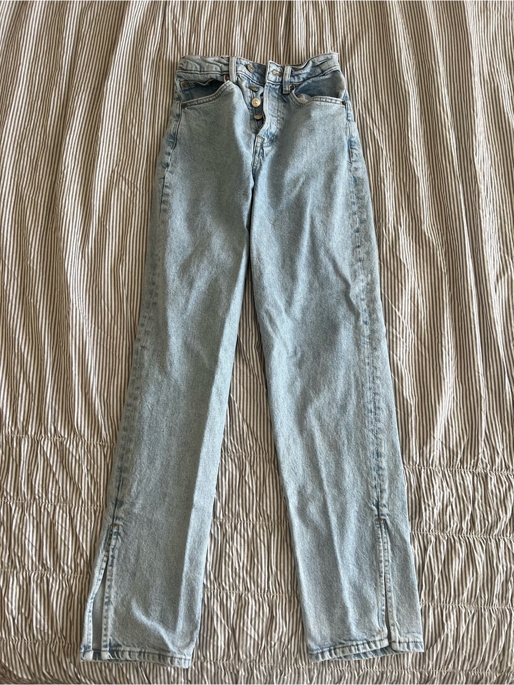 H&M Light Wash High-Rise Straight Leg Jeans